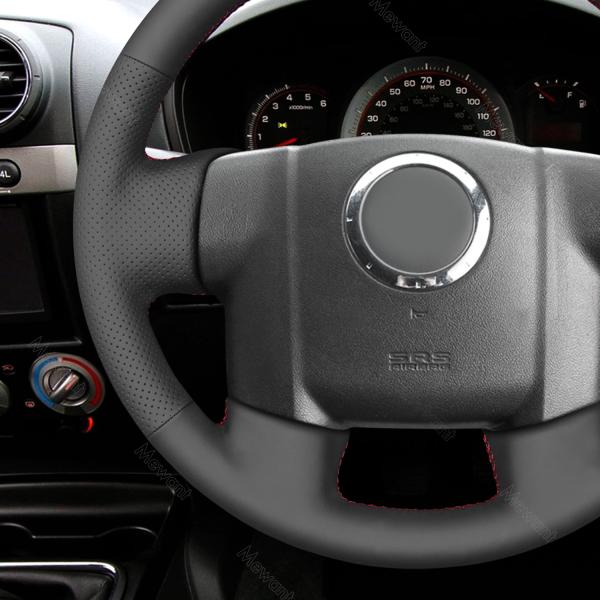 Red Color Hand Sewing Faux Leather Steering Wheel Cover for ISUZU DMAX D-MAX 2007-2011