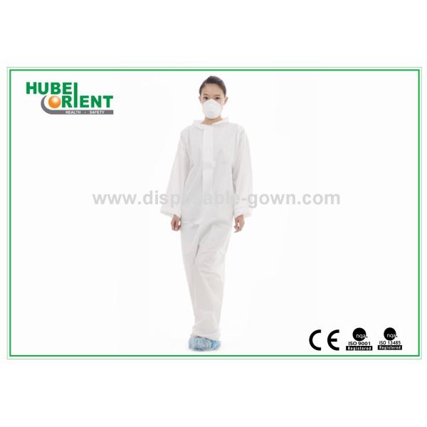 Waterproof White Disposable Protective Suits Without Hood/Feetcover for Factory use