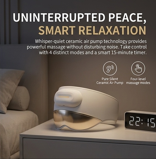 2-in-1 Silent Head and Eye Massager with Heat, Smart Airbag Biomimetic Massage Mask with Visualization Window, 3 Heat Levels, 4 Modes, Relieve Eye Strain