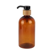 Bouteille de pompe à lotion en bambou à buse longue 200 ml 300 ml 500 ml Bouteille PET cosmétique