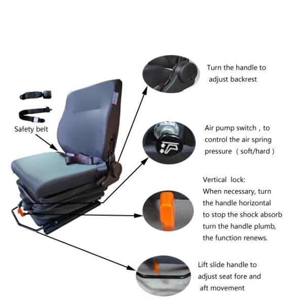 Air Suspension Seat For Coal mine Equipment Mine Vehicle With Safety Belt