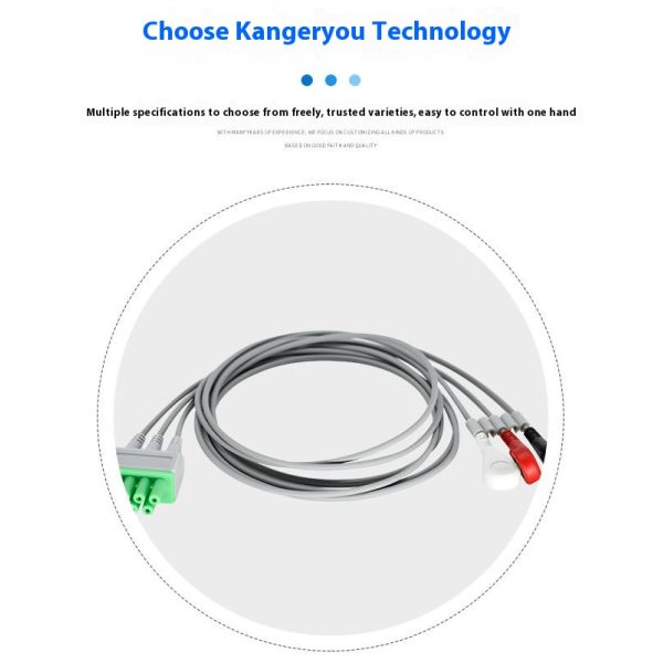 Medical Consumables Three Conductor AHA and IEC ECG Wires Compatible with Tms-6016 Telemetry Monitoring System