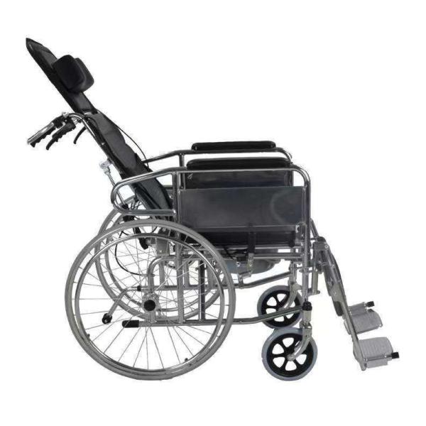 Aluminum Manual Recline Wheelchair Full Function for Black Outdoor Homecare Hospital
