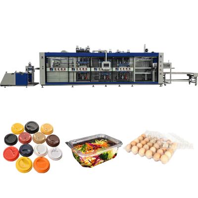 Four Station Pressure Plastic Thermoforming Machine Multi Stage Heating