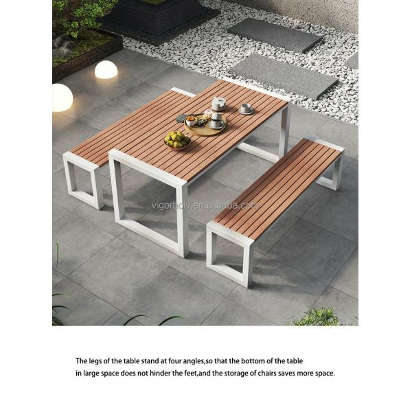 Plastic-Wood Table for Leisure Outdoor Patio Furniture Bench Coffee Table Combination