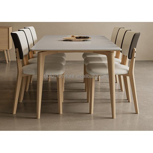 Sillones de comedor de hotel W47*D48*H86CM Morden Nordic PU Sillón de madera de cuero para muebles de comedor tapizado