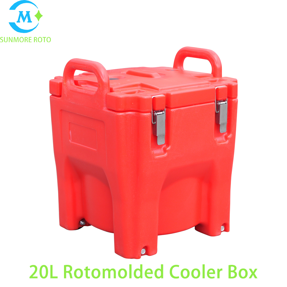 SUNMORE ROTO 20L Red Rotomolded Portable Insulated Cooler Box, Small Thermal Storage Container For Outdoor Camping Fishing Food Transport