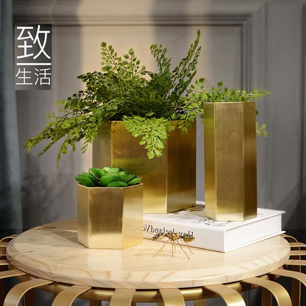 sexangle SS201 table stainless steel flower vase for home and office decoration