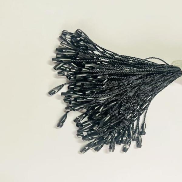 Custom Plain Swing Black Hang Tag Stringing Cord For Retail Store