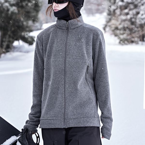Unisex Polar Fleece Zip Up Mid Layer Jacket for Ski Outdoor