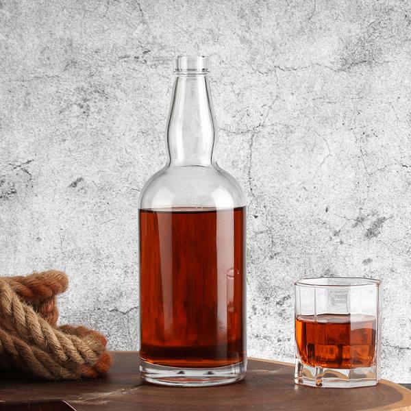 Super Flint Glass Custom Embossed Metal Label Bottle for Liquor Drink 500ml 700ml 750ml 1000ml