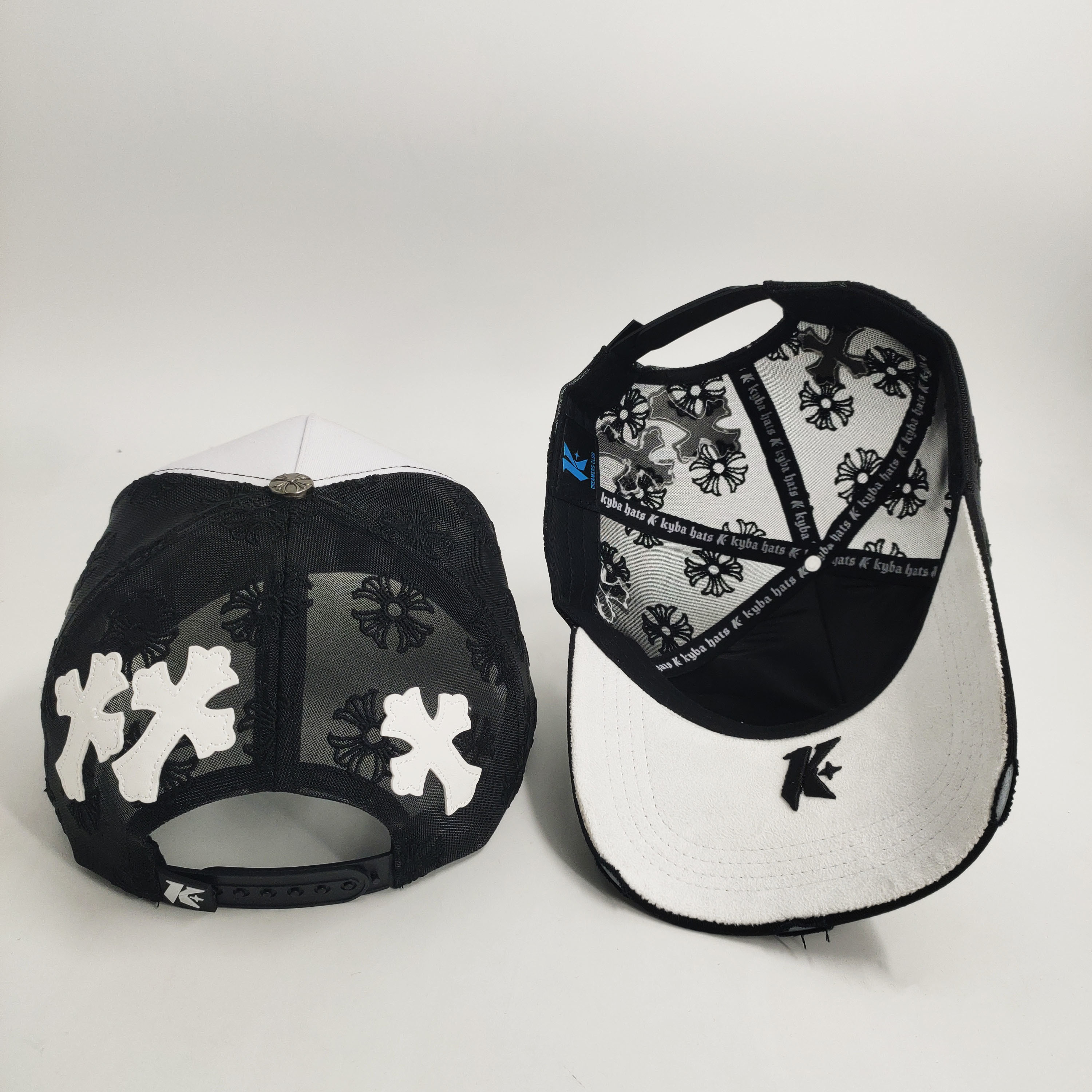 Embroidered Patch Flowers Custom Embroidery Trucker Hats Mesh Cotton PU Leather Stitching All Around Patch