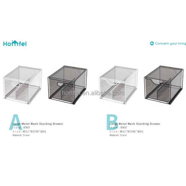 Black Stacking Wire Mesh Home Storage Baskets For Neatening And Organization