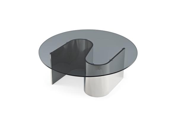 Modern Coffee Table Stainless Steel Frame With Round Tempered Glass Tabletop Living Room Furniture