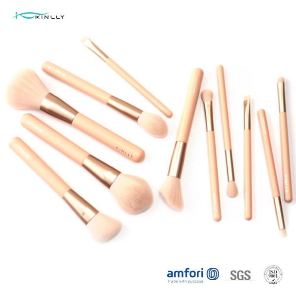 Poly Bag Wooden Handle 12pcs Cosmetic Makeup Brush Set