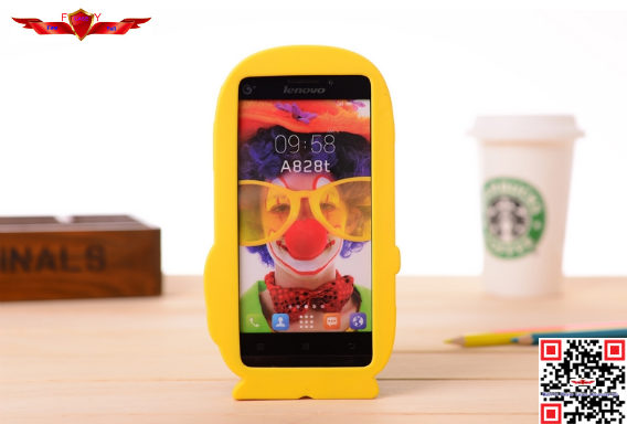 100% Qualify And Brand New Fashion Cartoon Silicone Cover Case For Lenovo A828T Colorful