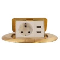 Coin Open Round Waterproof Floor Socket Box With 2Pin Universal Outlet