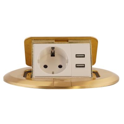 Coin Open Round Waterproof Floor Socket Box With 2Pin Universal Outlet