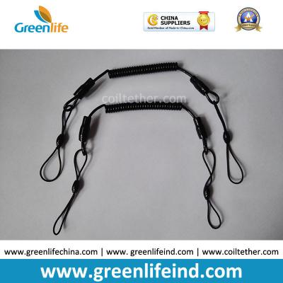 Top Quality Black Extension Short Spiral Cord Leash 2.0x7x50mm with Elastic String Loops