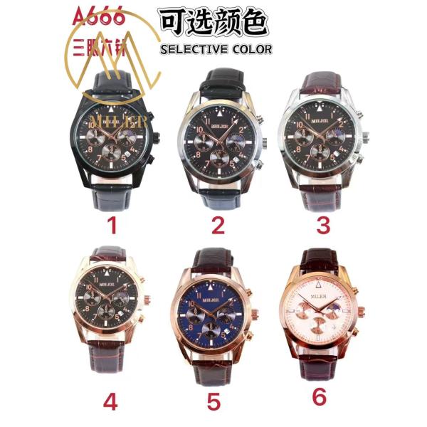 Fashion Round Dial Men′s Watch Design Multi-Function Calendar Quartz Wristwatch