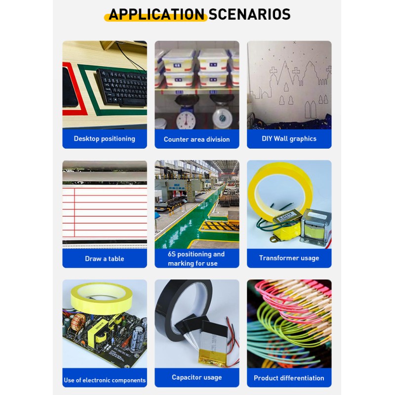 High Adhesive Colored Mylar Tape PET Polyester High Temperature Electrical Insulated Tape