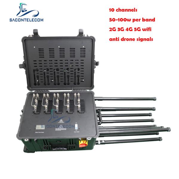 Случай 500w Manpack пеликана каналов блокатора 10 Jammer сигнала RCIED 5G