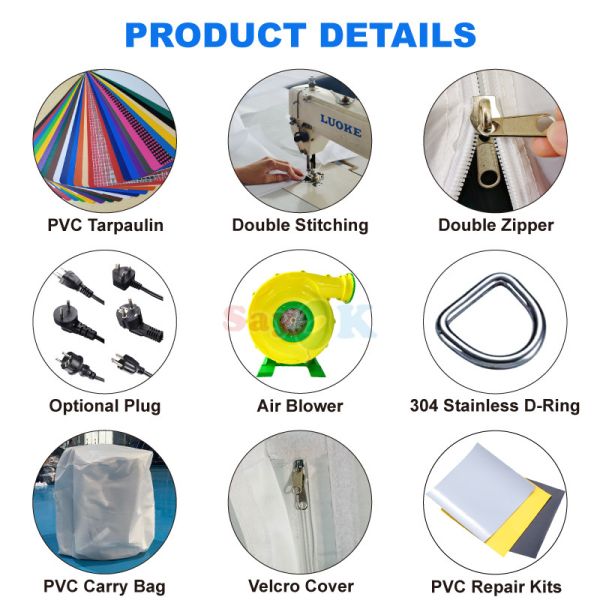 Custom White Flame-Retardant Waterproof UV Resistant Inflatable Castle Tent for Outdoor Weddings and Parties