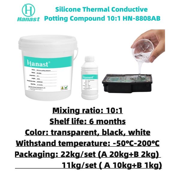 Odorless Transparent Liquid Silicone Potting HN-8808 Thermal Adhesive for Motor Transformer Electrical Insulation