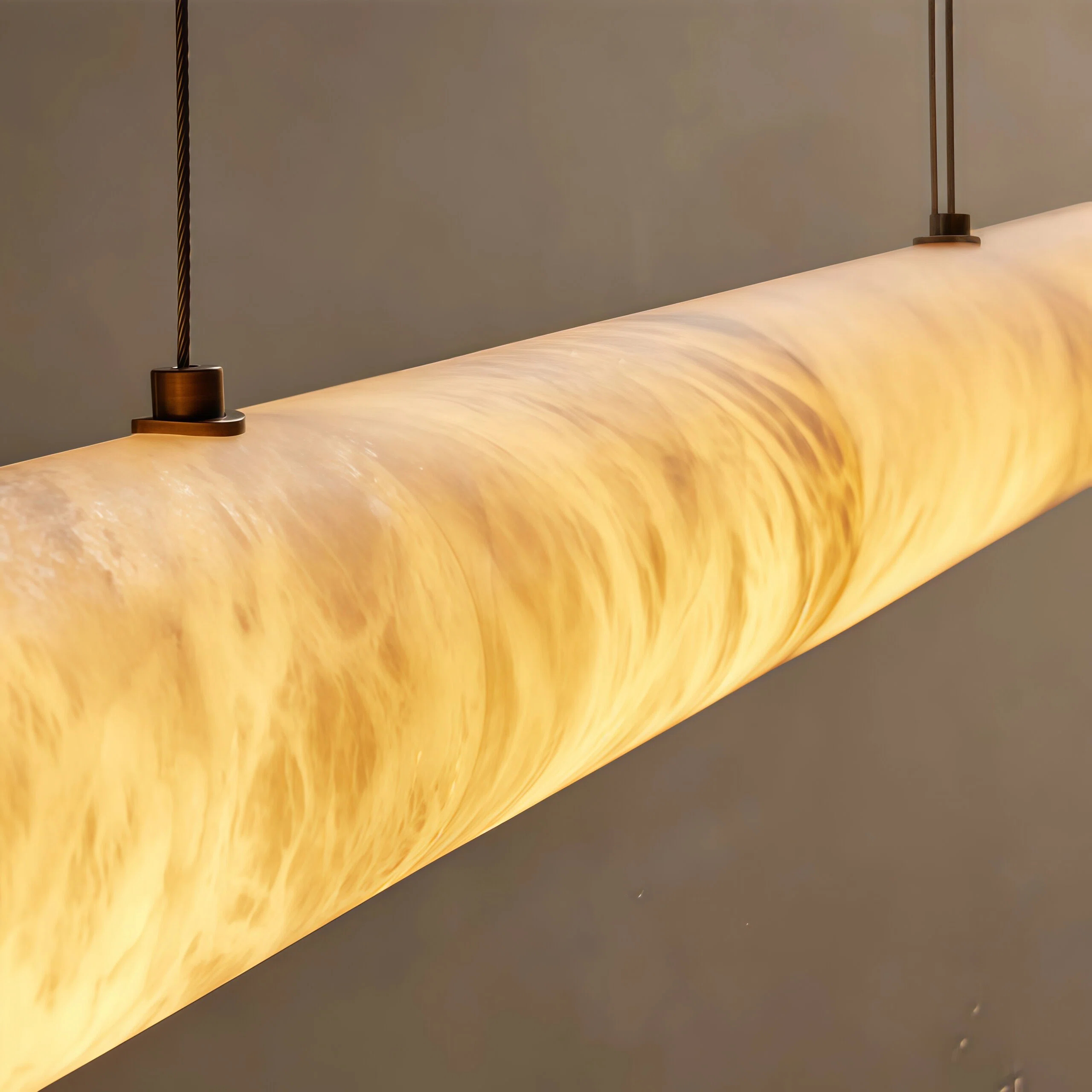 JYLIGHTING Minimalist Long Linear Natural Alabaster Pendant Lamp, Soft Glow Suspension Light for Villa Dining Room and Hospitality Interior Decoration