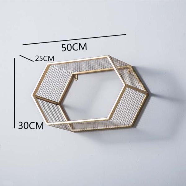 Contemporary Design Style Metal Hexagon Wall Shelf for Wall Mount Storage