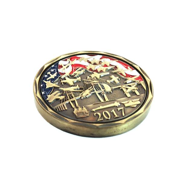Antique Brass Zinc Alloy Round Metal Coins Air Show Design For Collectible Display