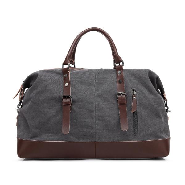 Training Luggage Bags Oversized Waterproof Canvas Genuine Leather Weekend Bag Brown