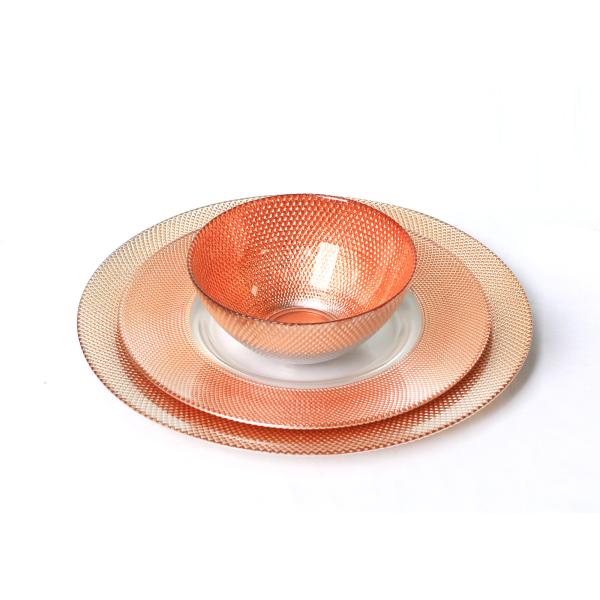 Hand Made Embossed Lead Free Glass Charger Plates , 33cm Crystal Glass Plates for Party Wedding