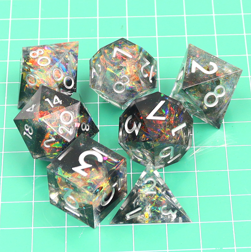 Custom Logo Liquid Core Resin Dice Set 14MM-20MM Polyhedral DND Dice for RPG Games