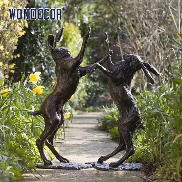 WONDERS Custom Bronze Sculpture 45cm Fighting Hares Bronze Sculpture