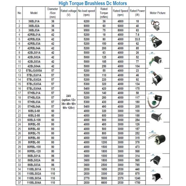 Высокий крутящий момент 12v 24v 36v 48v Micro Pm Electric Dc Brushed Brushless Motor Спецификация таблицы данных Китайская фабрика