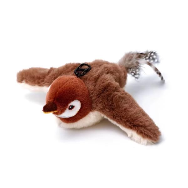 Interactive Smart Electric Rechargeable Plush Flapping Bird Toy for Dogs and Cats Touch Activated Sparrow Chirp Tweet Pet