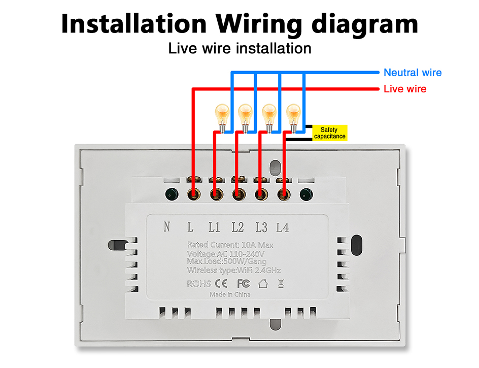 2Gang Tuya Smart Zigbee Switch с поддержкой 21 языка для управления освещением, панель из закаленного стекла, управление по проводу под напряжением