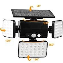 Adjustable Heads 1000lm 260Pcs LED Solar Motion Sensor Wall Light Outdoor