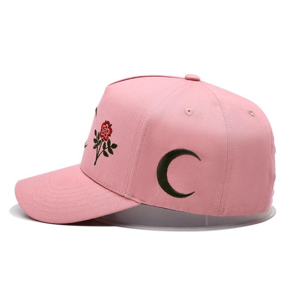 4 Combinação de tecido de cor penteados boné de beisebol de algodão com bordado de lua de flores personalizável