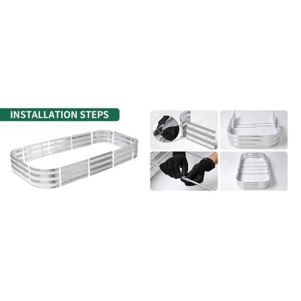 Planter Boxs, Garden Boxes, Galvanized Steel Raised Garden Bed Kit Planter Raised Box With Safety Rubber Edging Strip