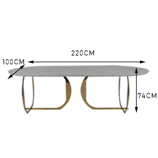 Modern Stainless Steel 160KG White Marble Top Dining Table