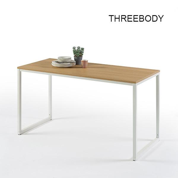White Modern Office Furniture Desk , Rectangular Modern Wood Desk Sturdy Steel Frame