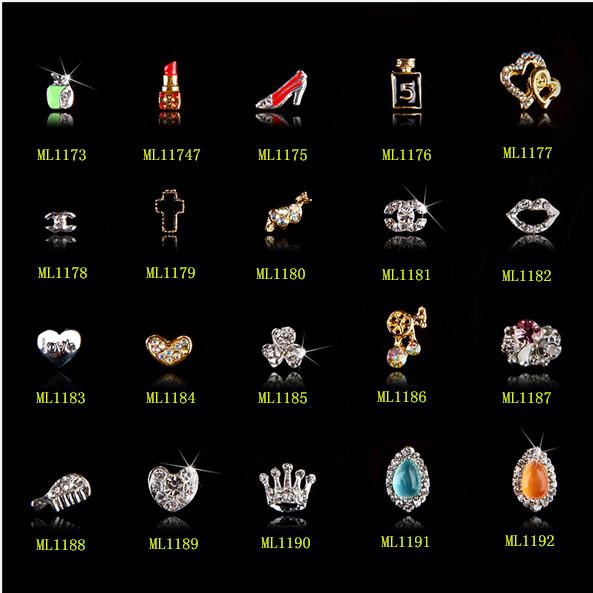 Hot NEW Wholesale Alloy Jewelry 3D Nail Art Jewelry Nail rhinestones Sticker Supplier Number ML1173-1192