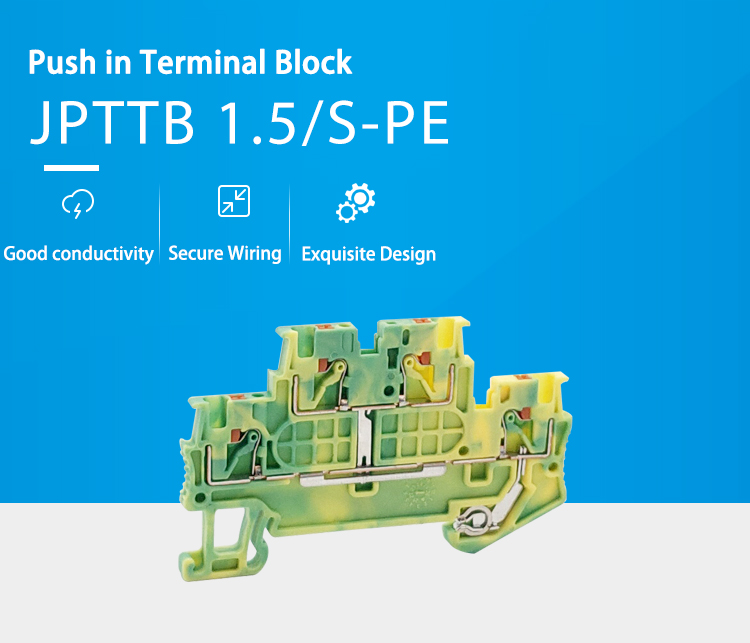 Ровный нажим 2 в блоке заземлительного зажима JPTTB PE рельса Din 1,5 PA66 V0
