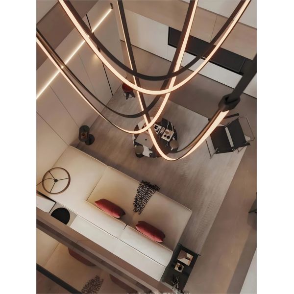 Dimmable LED Fexible Brown Black Leather Belt Chandelier (WH-NC-132)