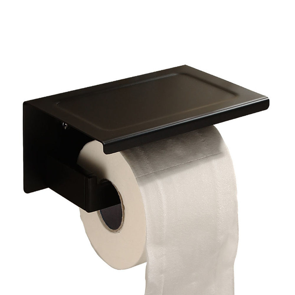 Oersitor Wall-Mounted Toilet Paper Holder Stainless Steel Black Chrome Gold Simple Elegant Bathroom Storage Organizer (Y95)