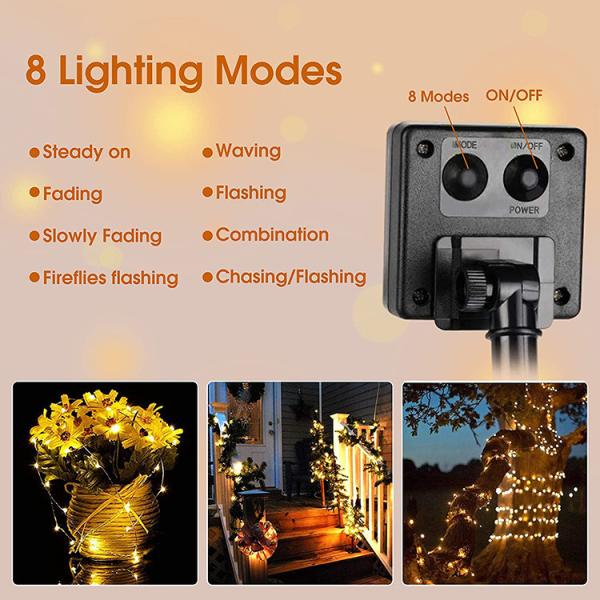 Outdoor Fairy Solar Rope String Lights Decoration Copper Wire Lights