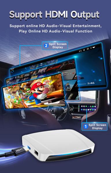Tbox UHD USB HDMI Port 8G 128Gb SM6225 Android 13 Video Ai Box Wireless Adapter Carplay for  Youtube Netflix
