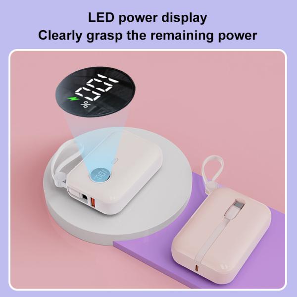 Fireproof ABS PC Universal 10000mah Power Bank With Built In Cables
